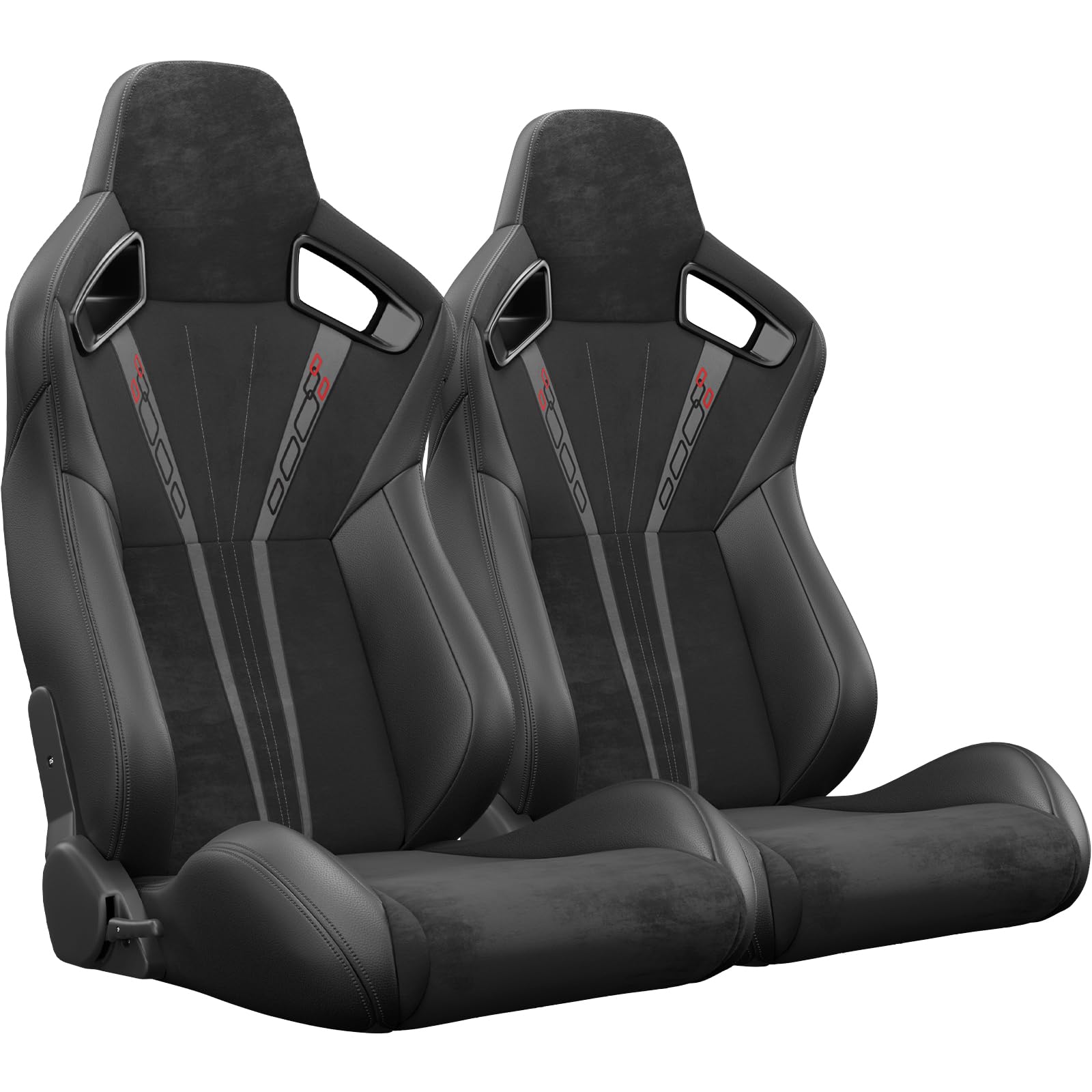 2 Pack Universal Racing Bucket Seats - PVC Leather Car Seats with Dual Lock Sliders for Front/Back Adjustment | Perfect for Sports Cars, Drifting & Track Racing