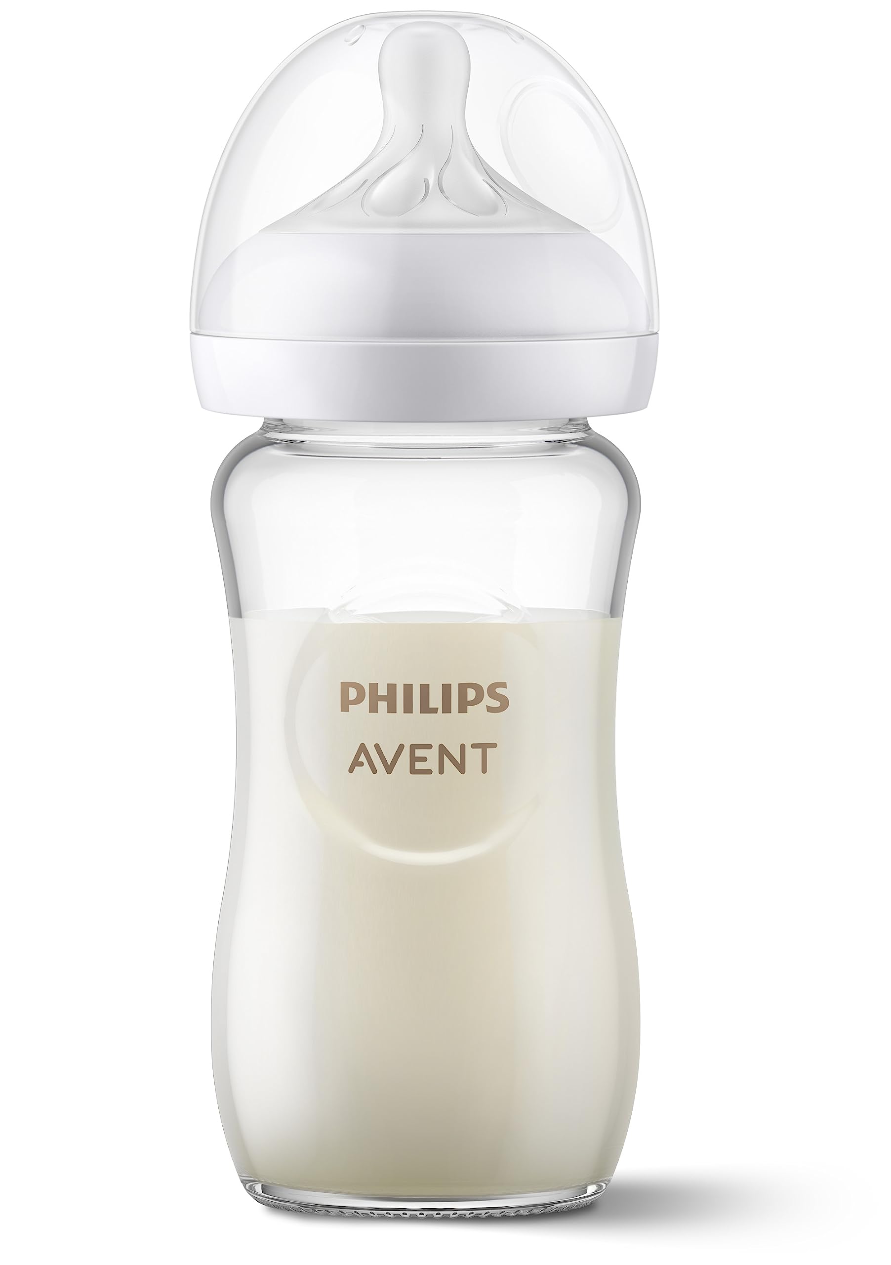 Philips Avent Natural Newborn Glass Baby Bottle Gift Set - 3x 4oz (Slow Flow) & 2x 8oz (Medium Flow) with Natural Response Nipples & 2 Silicone Sleeves - Perfect for Breastfeeding Transition & On-the-Go Feeding (SCD858/01)