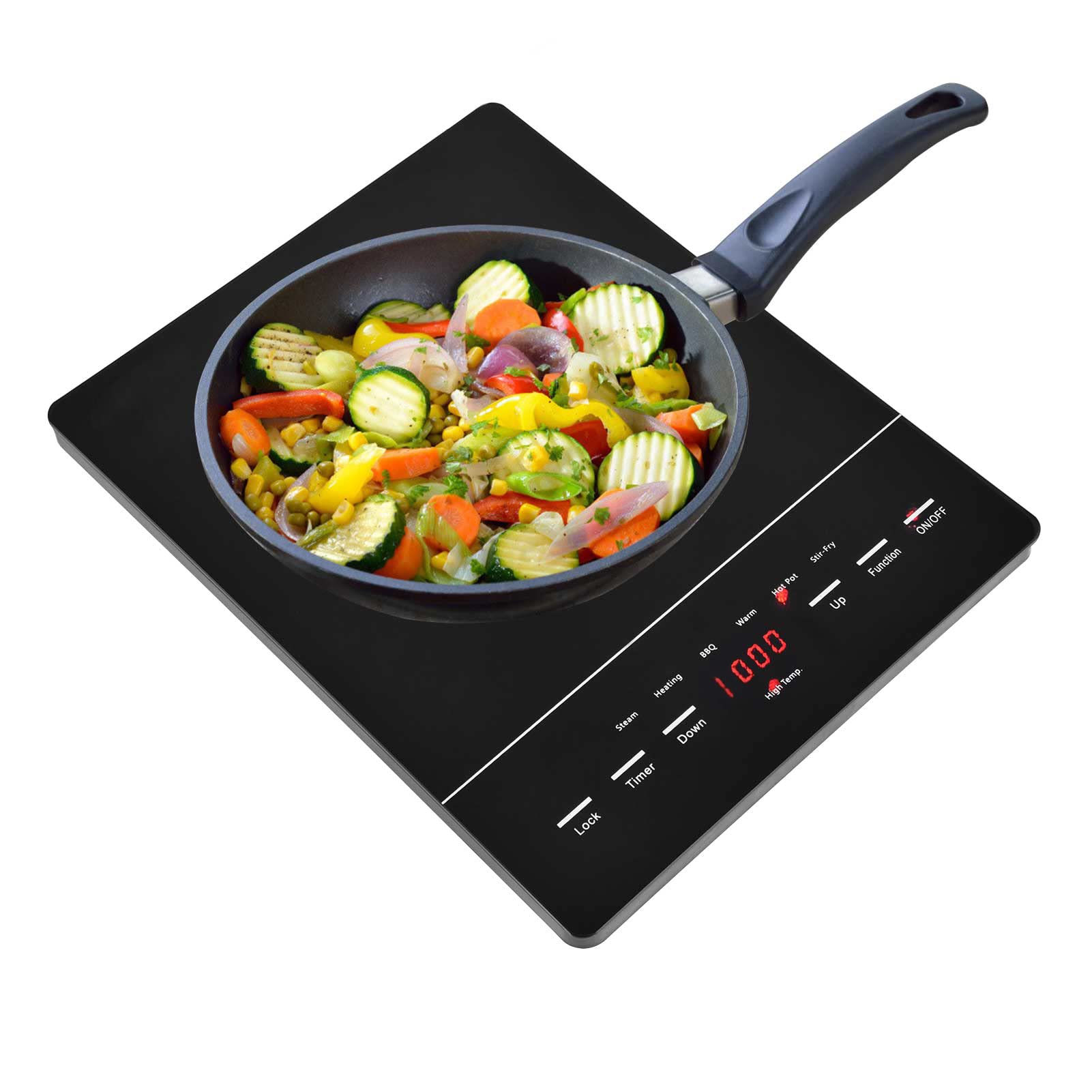 110V Electric Cooktop - Single Burner Ceramic Stove with Timer, Kid Safety Lock & Sensor Touch Control - Compatible with All Pots - Perfect for Dorms, Apartments & Small Kitchens