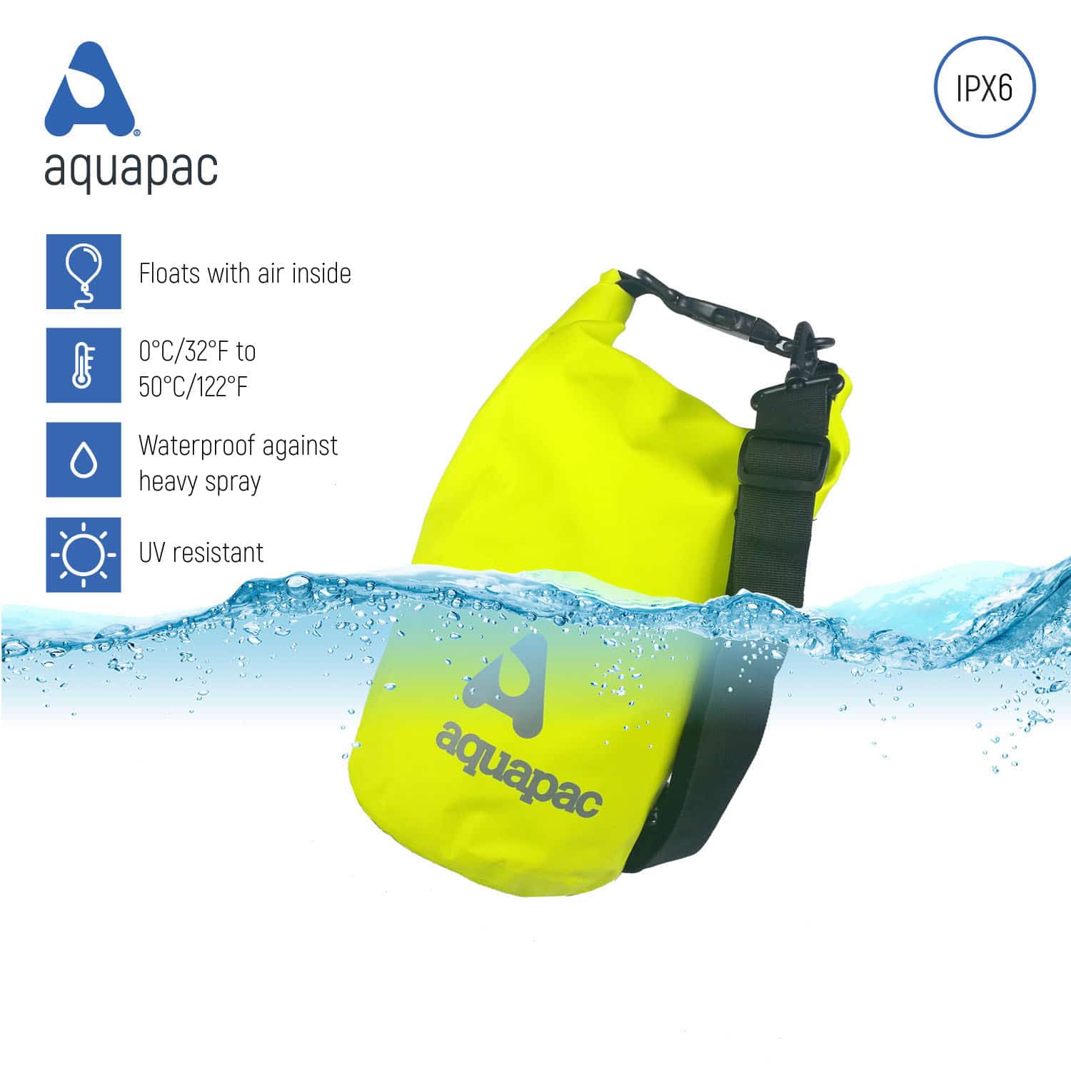 AquaPac 7L Waterproof Dry Bag for Kayaking, Boating, Hiking & Outdoor Adventures - Lightweight & Durable Dry Sack for Gear Protection