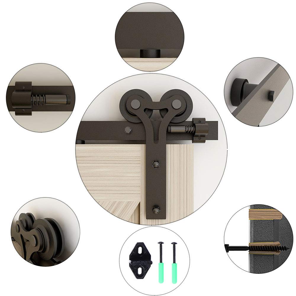 5.5FT Heavy Duty Sliding Barn Door Hardware Kit for Double Wood Doors - Smooth & Quiet Y-Style Hanger - Perfect for Farmhouse, Rustic, and Modern Home Interiors