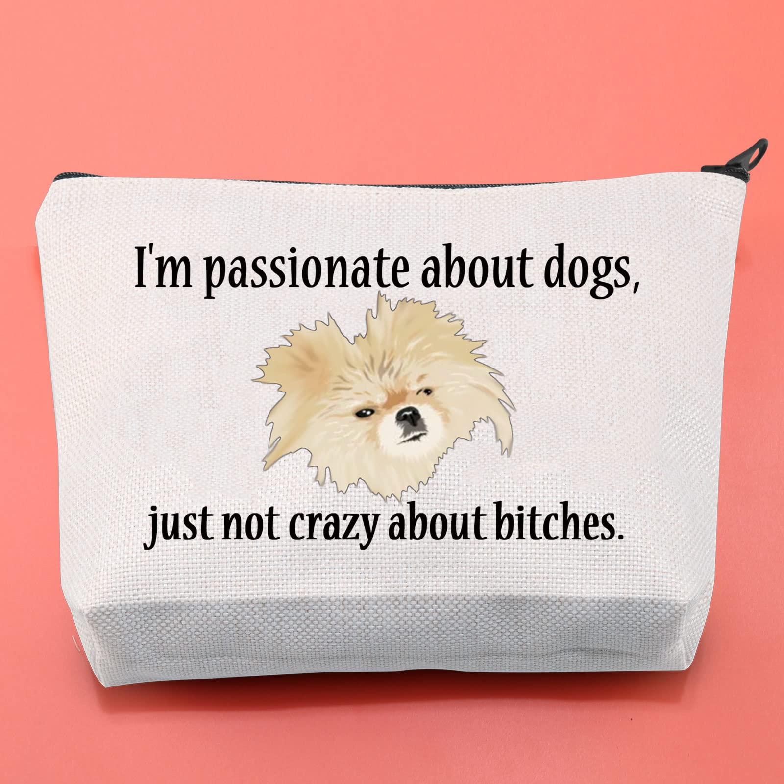 BLUPARK Real Housewives TV Show Themed Makeup Bag - Dog Lover Cosmetic Pouch for Fans (I'm Passionate About Dogs Not Crazy) - Perfect Gift for Reality TV Fans & Pet Lovers