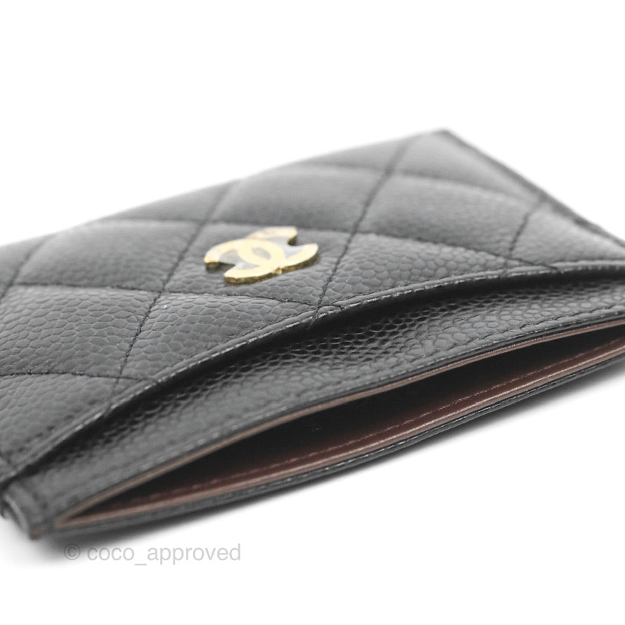 Chanel Classic Flat Card Holder in Black Caviar Leather with Gold Hardware - Perfect for Everyday Use & Luxury Gift Giving
