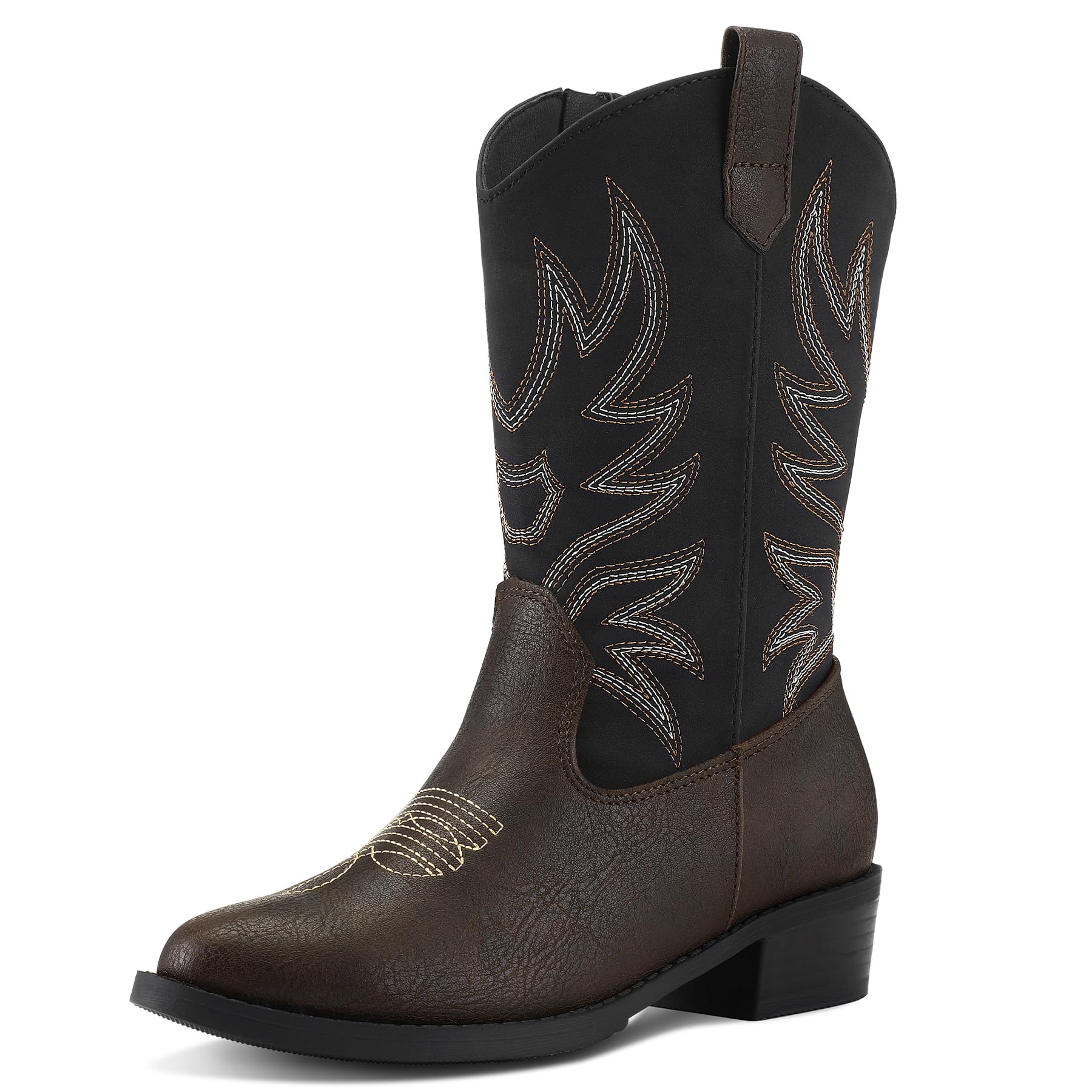 **K KomForme Western Cowboy Boots for Girls & Boys - Pointed Toe Mid-Calf Cowgirl Boots (Toddler/Kids) - Perfect for Rodeo, Halloween & Western Fashion**