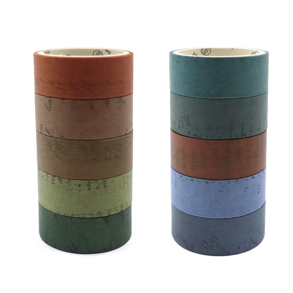 10 Rolls Retro Washi Tape Set - Decorative Vintage Writable Craft Tape for Scrapbooking, Journals, Gift Wrapping & Wall Decor | DIY Masking Tapes for Creative Projects, Home Office & School Crafts