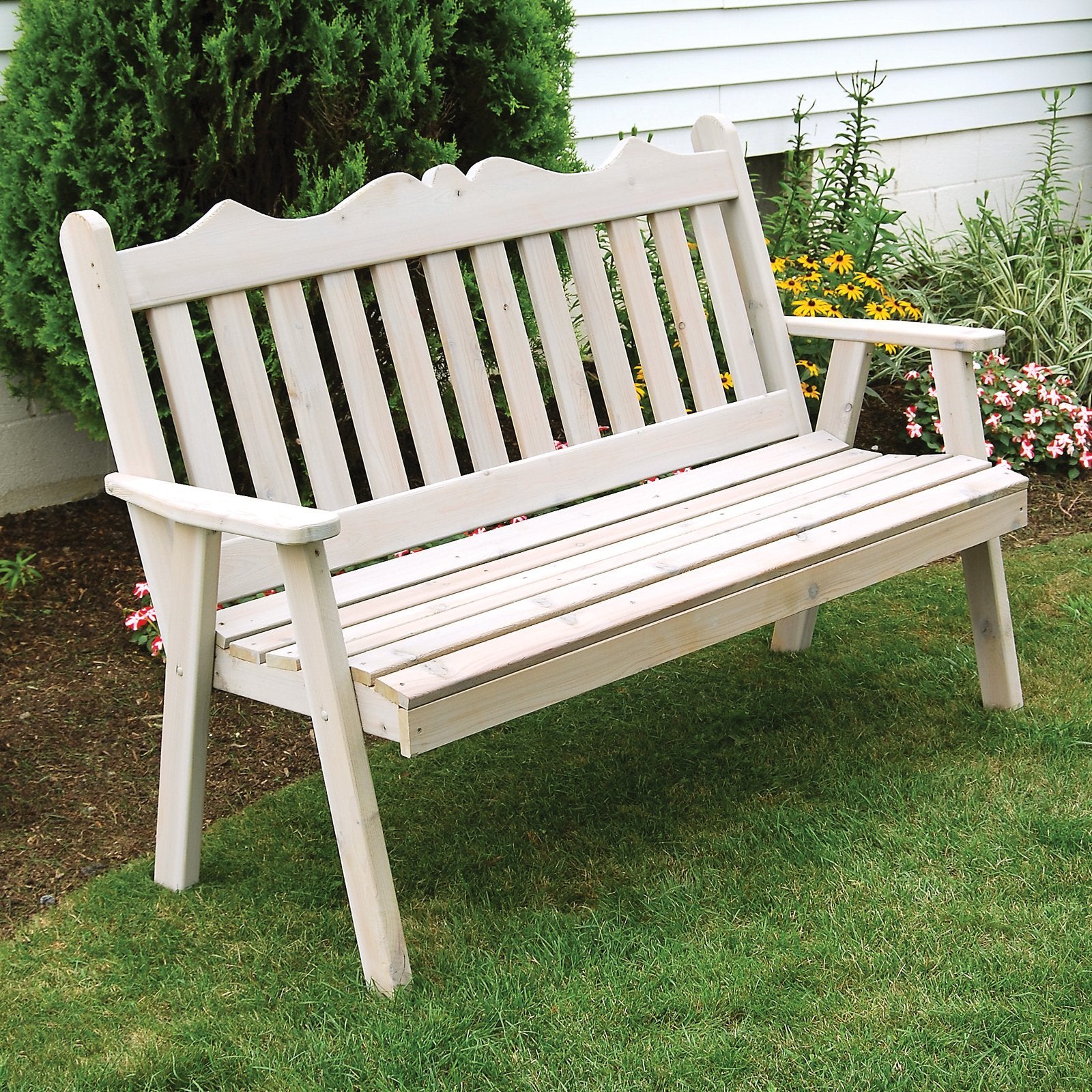 Royal English Garden Cedar Wood Bench - Outdoor Patio & Garden Seating for Relaxing & Decorating - Perfect for Backyard, Porch, or Park
