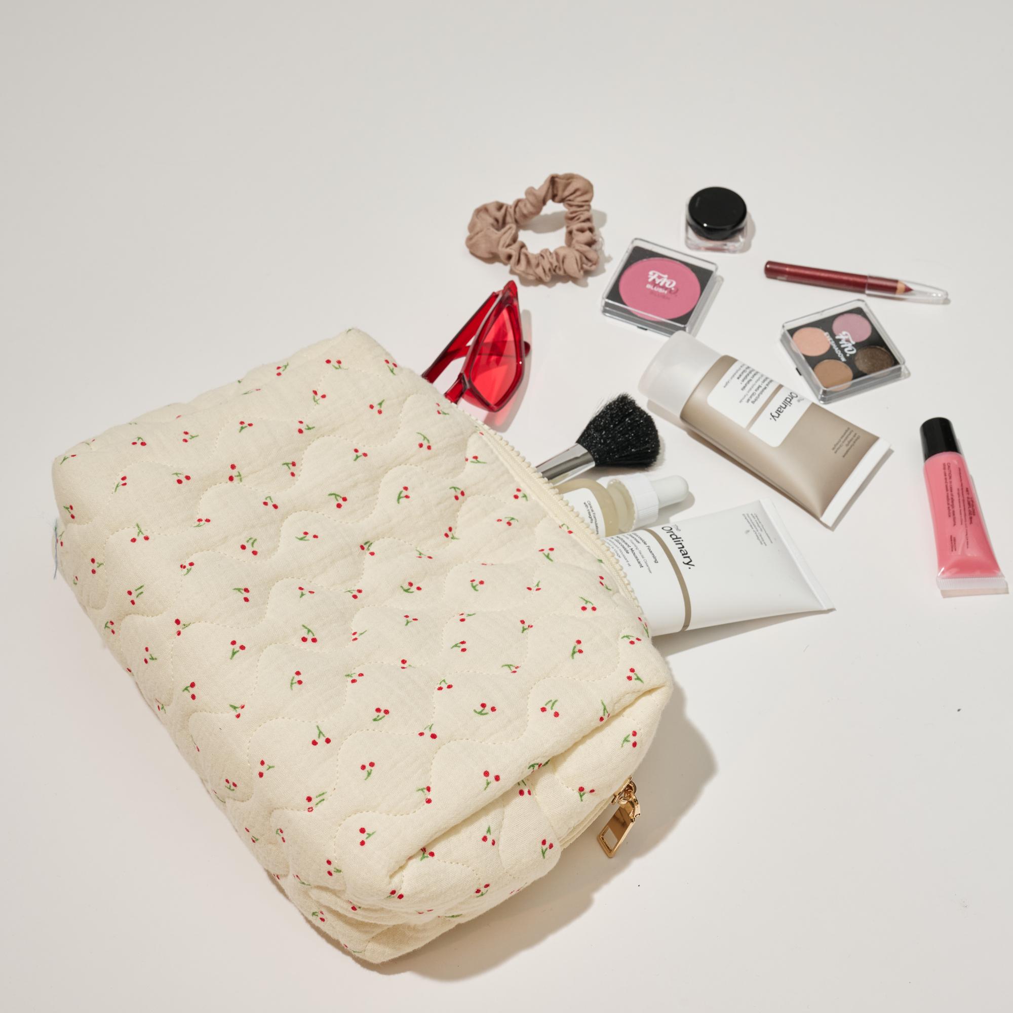 Quilted Keeper Cosmetic Pouch - Waterproof Travel Makeup Bag for Women, Organizer Case for Toiletries & Jewelry | Perfect for Travel, Gym, and Everyday Use