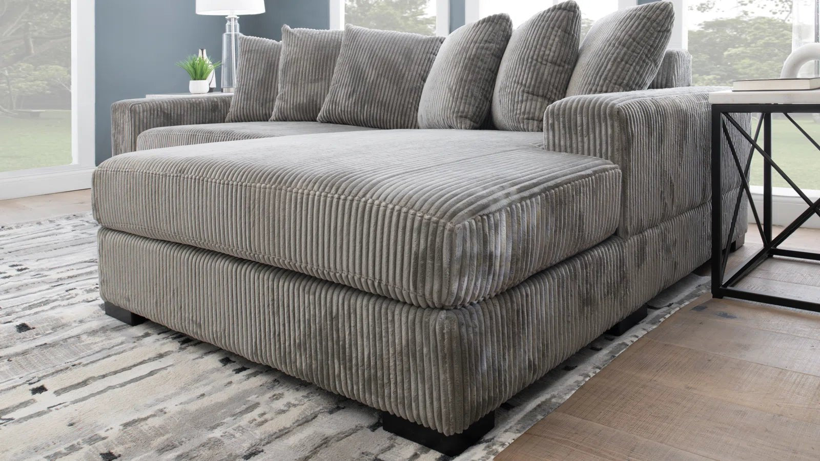 2-Piece Corduroy Sectional Sofa Set - Modern Velvet Living Room Couch with Chaise | Comfortable L-Shaped Sofa for Small Spaces, Apartments & Cozy Home Decor
