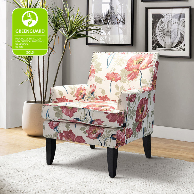 Bradley Armchair - Modern Accent Chair for Living Room, Bedroom & Office - Comfortable Upholstered Lounge Chair with Sturdy Wooden Legs - Perfect for Relaxing, Reading & Decorating Your Home
