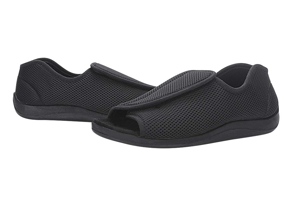 IPENNY Men's Wide Width Open Toe Diabetic & Orthopedic Slippers - Adjustable Non-Slip House Shoes for Foot Pain Relief - Ideal for Bunions, Swollen Feet, Flat Feet & Hammertoes - Perfect for Post-Surgery Recovery, Arthritis & Edema Comfort at Home