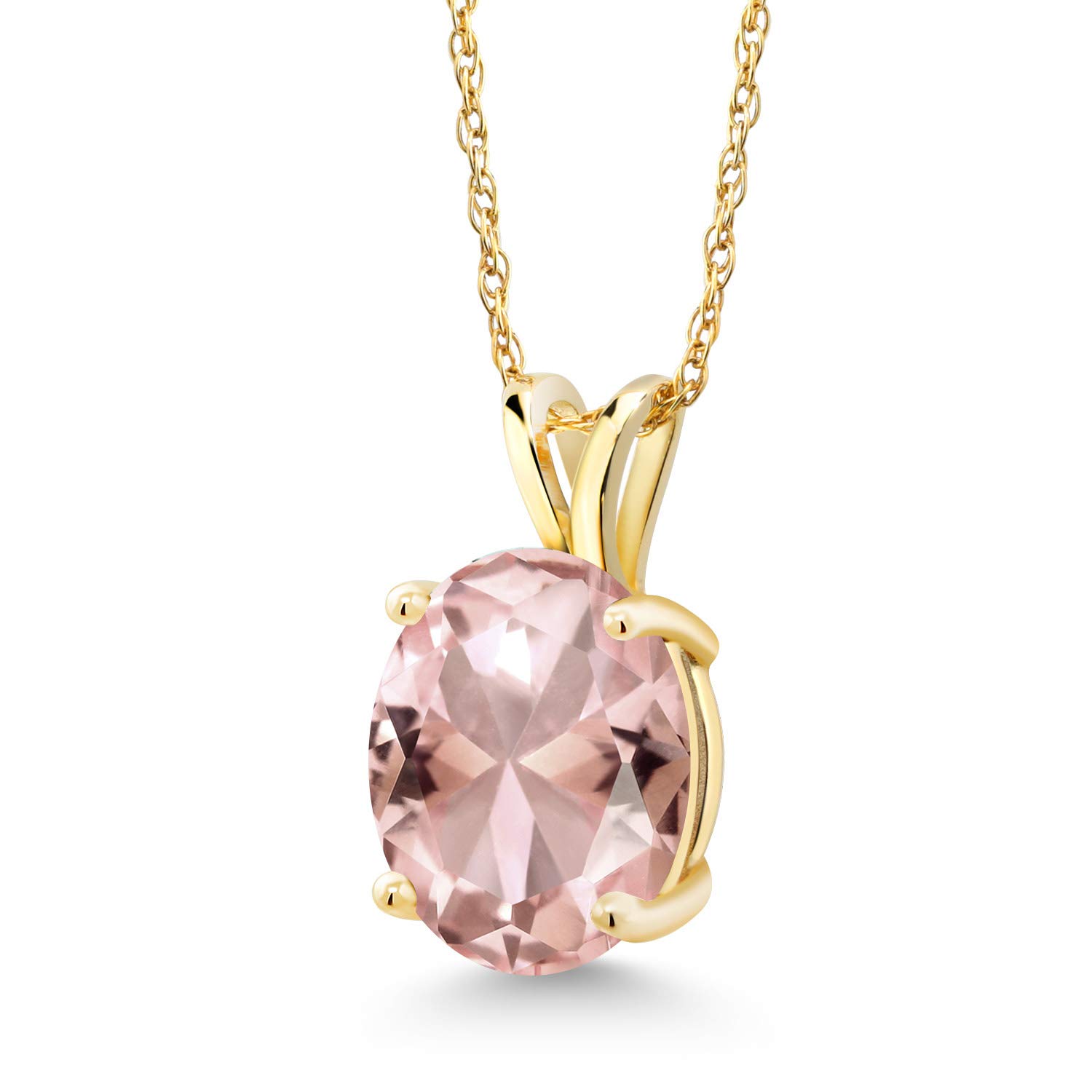 Gem Stone King 14K Yellow Gold 10X8MM Oval Birthstone Pendant Necklace for Women - 18 Inch Chain | Fine Jewelry Gift for Mom, Wife, Her | Perfect for Birthdays, Anniversaries, Valentine's Day & Special Occasions