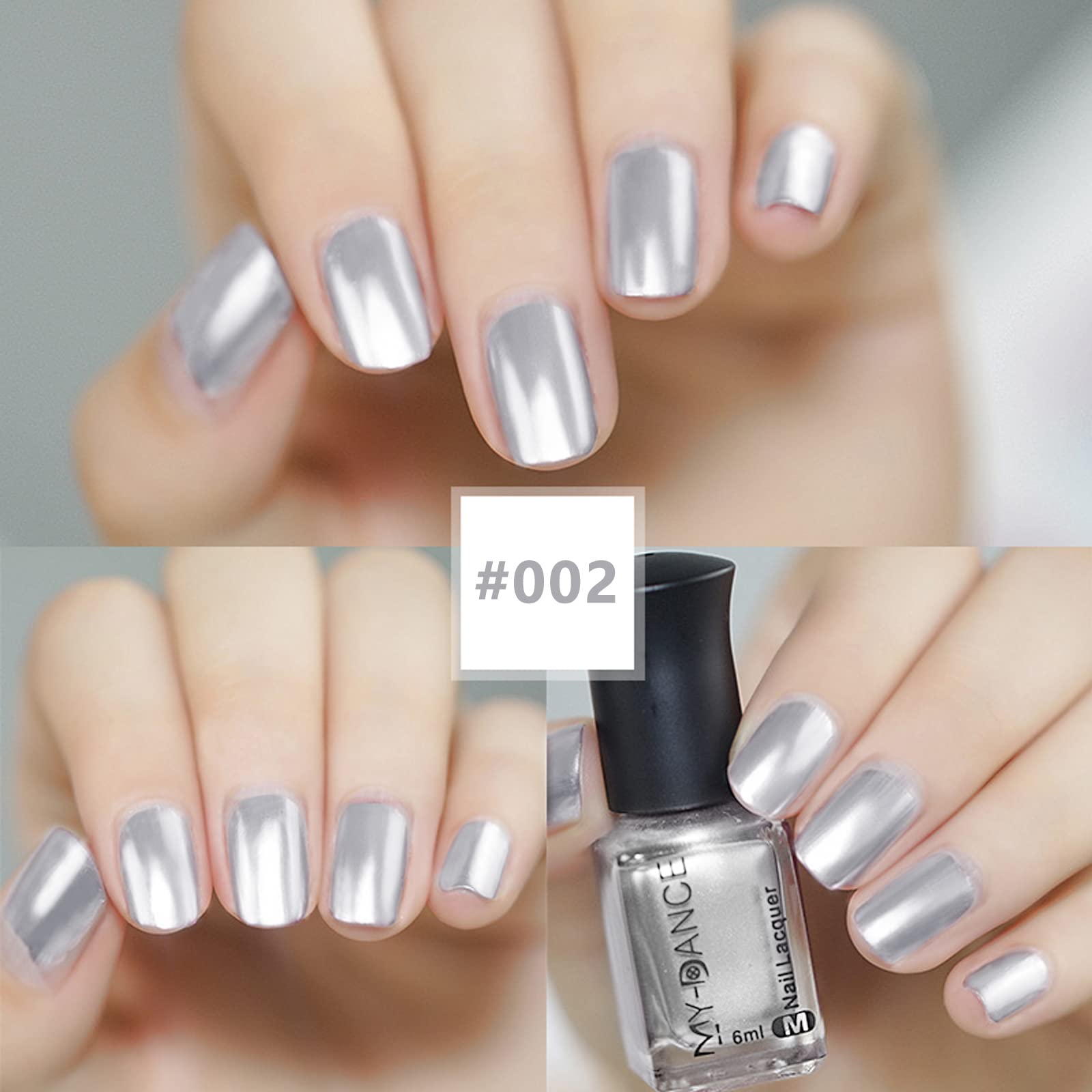 3 Colors Mirror Metallic Nail Polish Set - Quick Dry Chrome Nail Art Polish with Long-Lasting Shine, 6ml/Bottle - Perfect for Parties, Weddings & Special Occasions