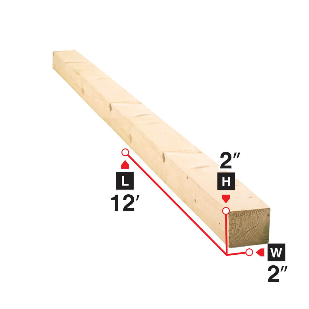 2x2x12 Spruce Lumber - Premium Kiln-Dried Wood for DIY Projects, Home Construction, and Woodworking | Perfect for Frames, Shelving, and Outdoor Structures