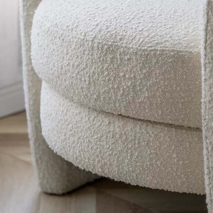 Nordic Ivory Boucle Sherpa Accent Chair - White, Gray & Green Low Back Vanity Stool for Bedroom, Living Room & Home Office Decor