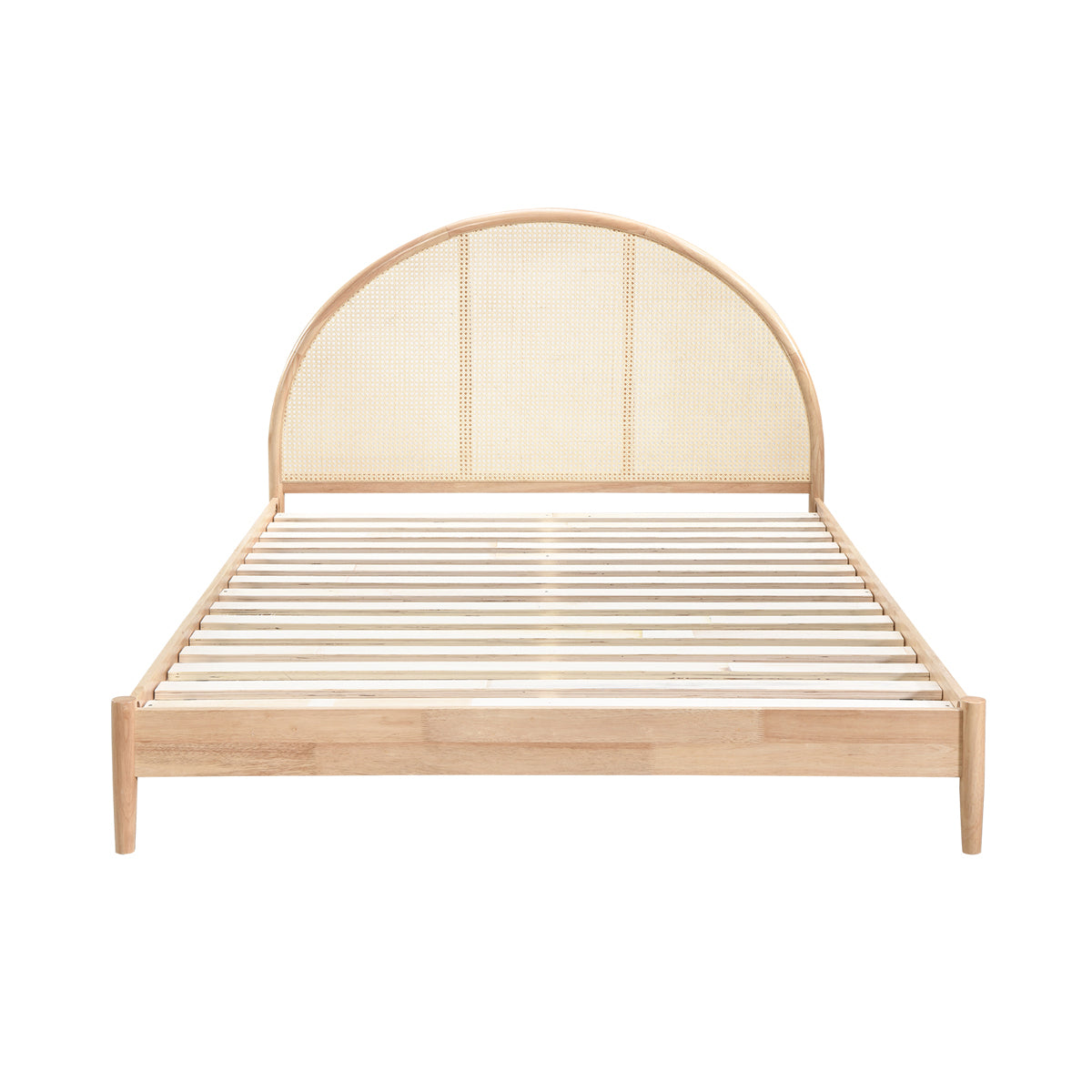 Avery Arch Rattan Double Bed Frame - Natural Wicker Weave Design for Bedroom, Guest Room, or Vacation Home - Queen/King Size Rattan Bed with Sturdy Wooden Frame