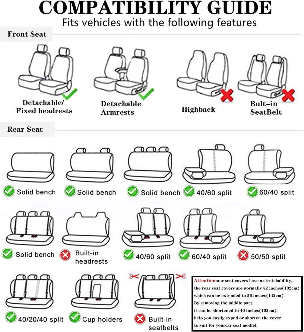 Premium Universal PU Leather Car Seat Covers - Waterproof, Durable & Airbag Compatible - 5-Piece Set (Black/White) for SUVs, Sedans & Trucks - Perfect for Family Road Trips, Commuting & Pet Protection