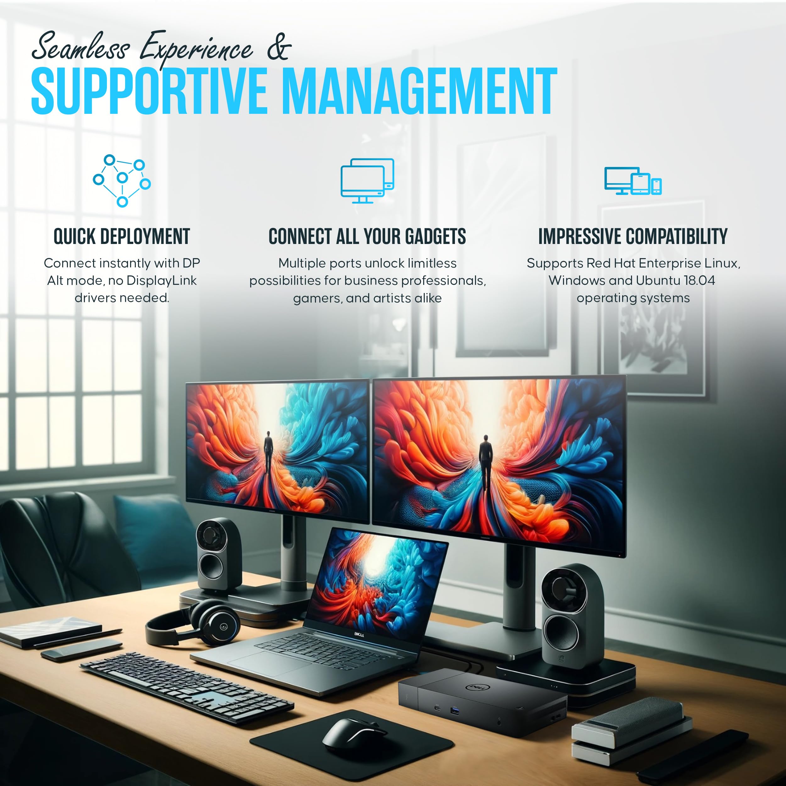 Dell WD19TB Thunderbolt Dock - Dual Monitor USB-C Docking Station with 180W Power, HDMI & DisplayPort - 1 Year Warranty (Renewed) - Perfect for Home Office & Remote Work Setup