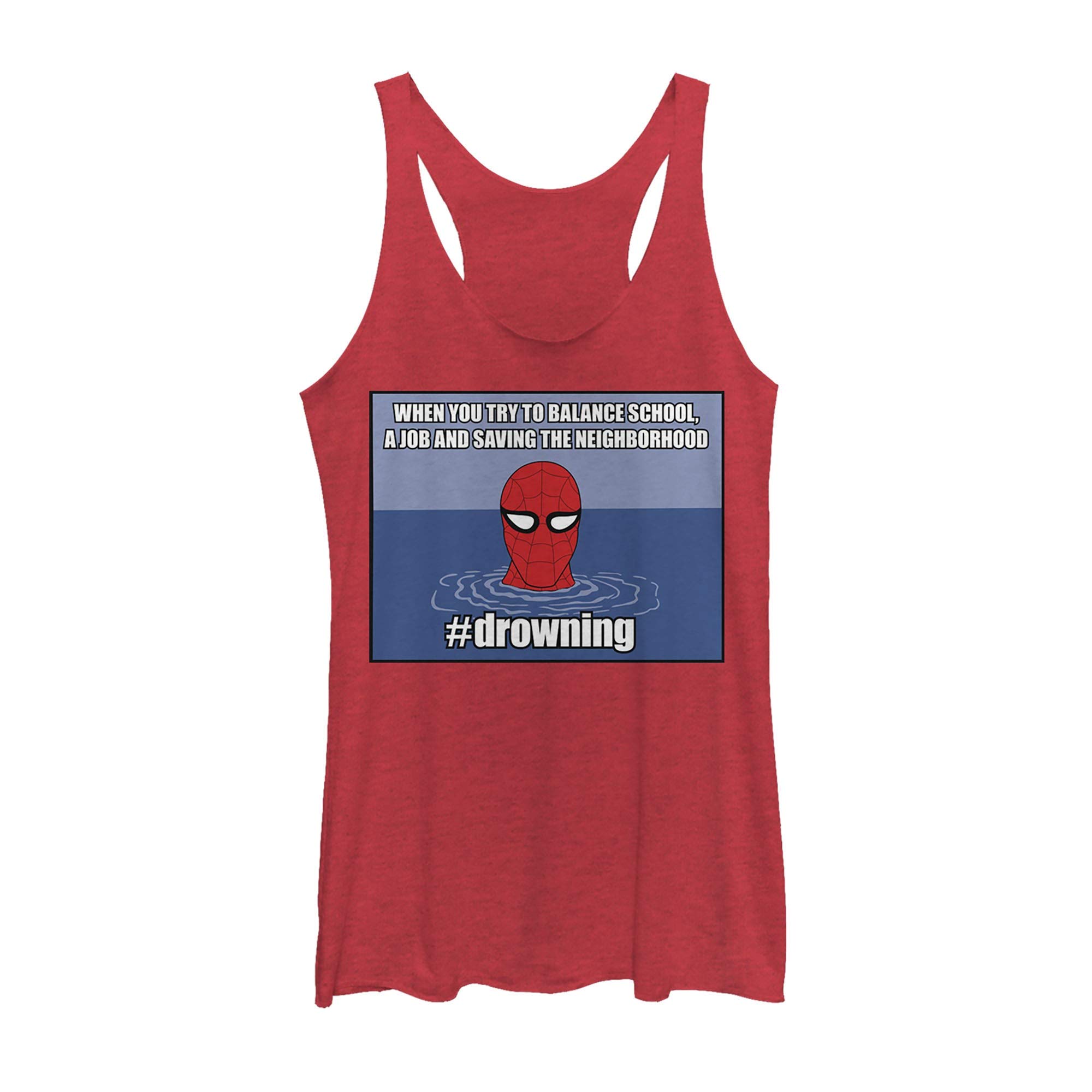 Marvel Classic #Drowning Women's Racerback Tank Top - Superhero Graphic Tee for Gym, Workout & Casual Wear