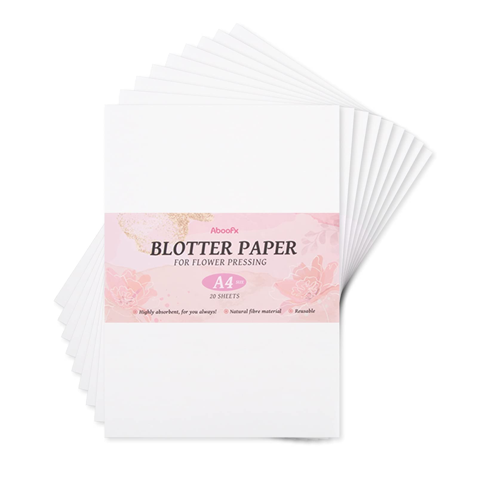 Aboofx 20 Sheets A4 Blotting Paper for Flower Pressing - 8.26 x 11.8 Inch Highly Absorbent Reusable Herbarium Paper for Drying Flowers, Leaves & Botanical Specimens - Perfect for DIY Crafts, Scrapbooking & Nature Preservation Projects