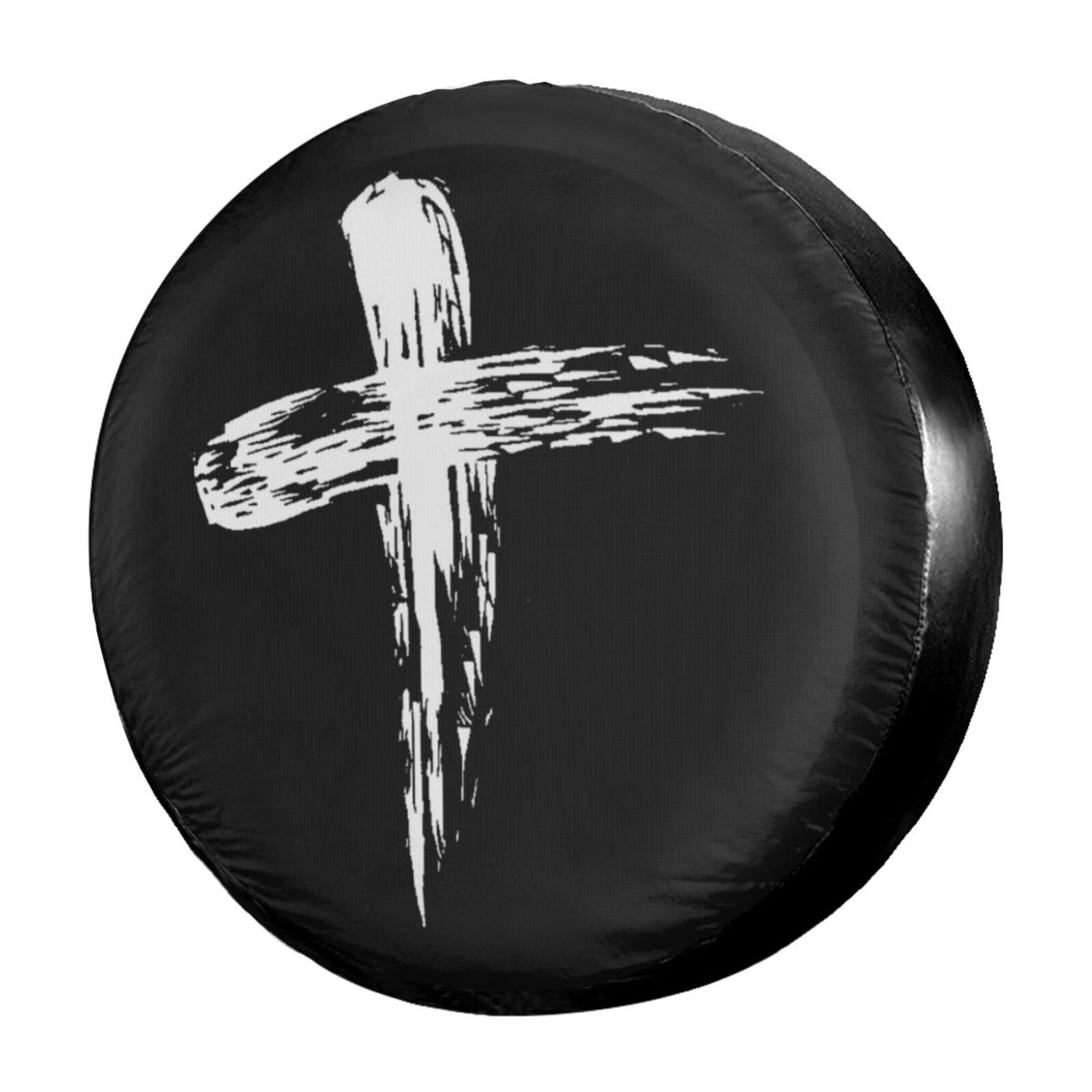 Jesus Cross God Spare Tire Cover - 17 Inch Dust-Proof Wheel Protector for Trailers, RVs, SUVs & Vehicles | Religious Car Accessory for Outdoor Travel & Camping