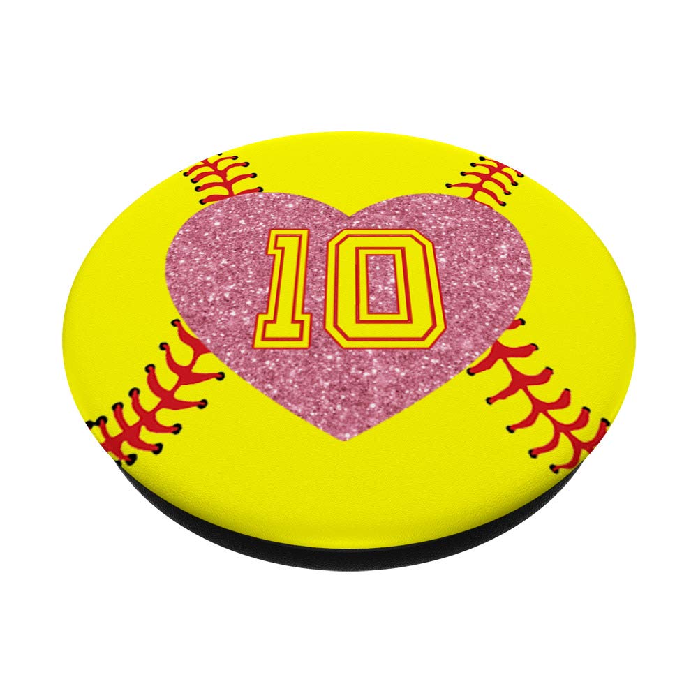 Lucky #10 Softball with Rose Pink Heart Design - Perfect Gift for Softball Players & Fans - Ideal for Games, Tournaments & Team Spirit