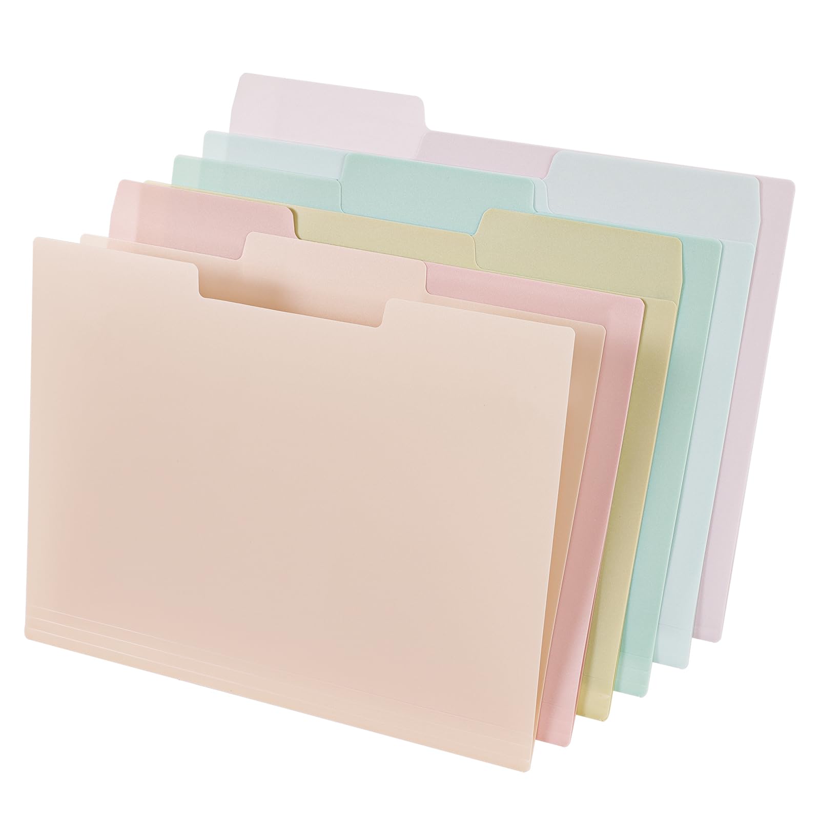 EOOUT 18-Pack Pastel Colored Poly File Folders - 1/3-Cut Tab Letter Size Office Folders for Document Organization | Perfect for Home, Office & School Filing Systems