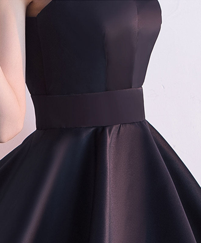 Elegant Black Satin Short Prom Dress for Homecoming - Perfect for School Dances, Parties & Special Occasions