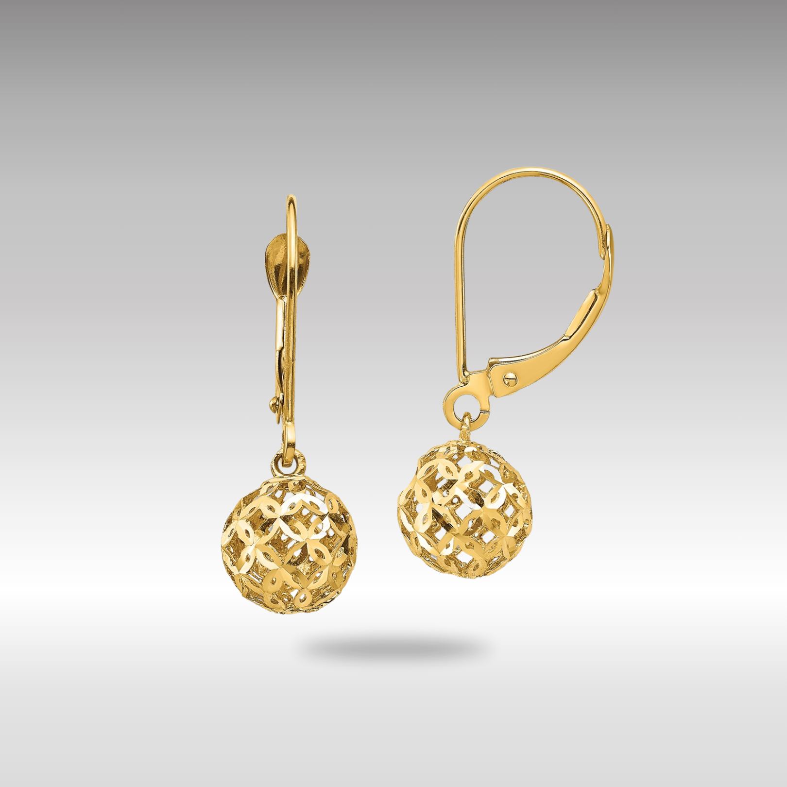 Gold Diamond-Cut Bead Dangle Leverback Earrings (Model YE1871) – Elegant Jewelry for Parties, Weddings & Special Occasions