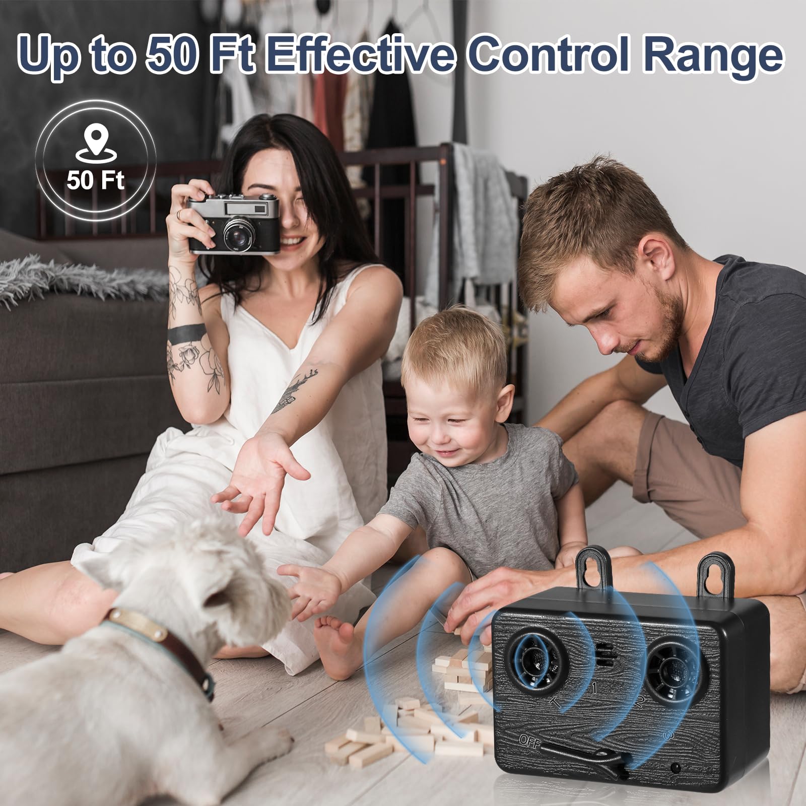 **2 Pack Ultrasonic Anti Barking Device for Dogs - 3 Modes Bark Control, 50FT Range, Indoor & Outdoor Use - Perfect for Training, Yard, and Travel (Black)**