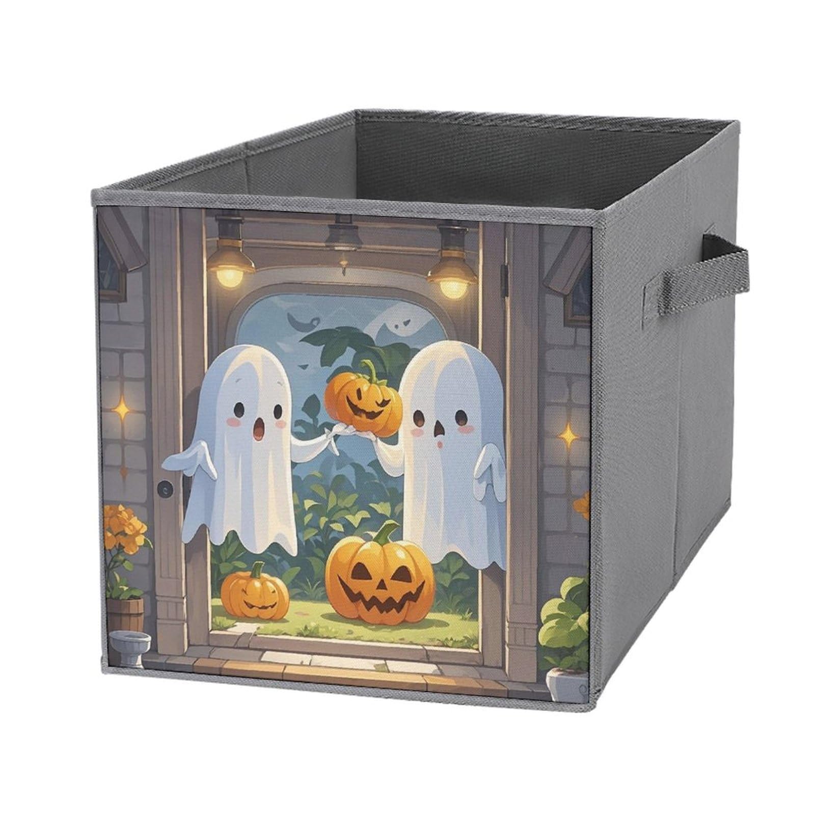 Foldable Storage Bins with Handle - Large Capacity Ghost Printed Organizer for Playroom, Office & Home