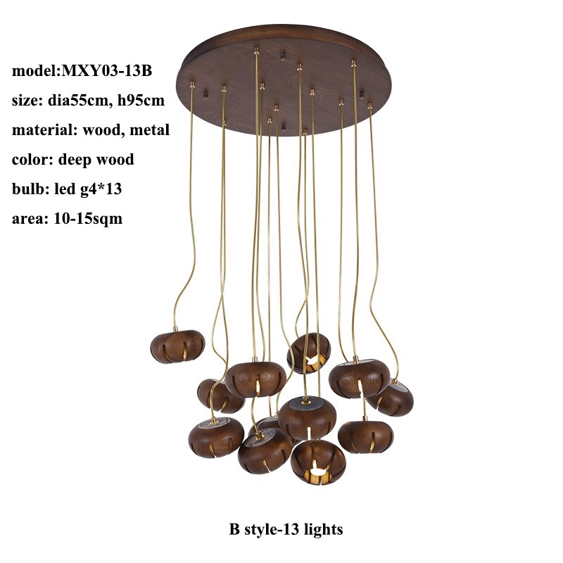 Elegant Wooden LED Chandelier - Modern Rustic Ceiling Light Fixture with Warm White Lighting | Perfect for Dining Room, Bedroom or Cabin Decor