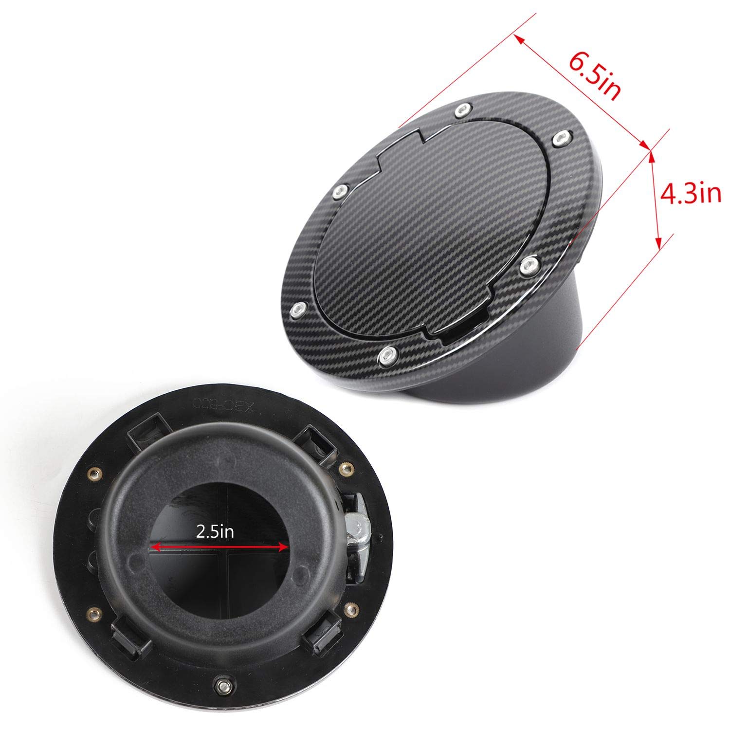 JeCar Aluminum Alloy Fuel Door Cover with Carbon Fiber Texture - Exterior Accessory for 2007-2018 Jeep Wrangler JK & Unlimited | Durable Gas Cap Protector for Off-Road Adventures & Daily Driving