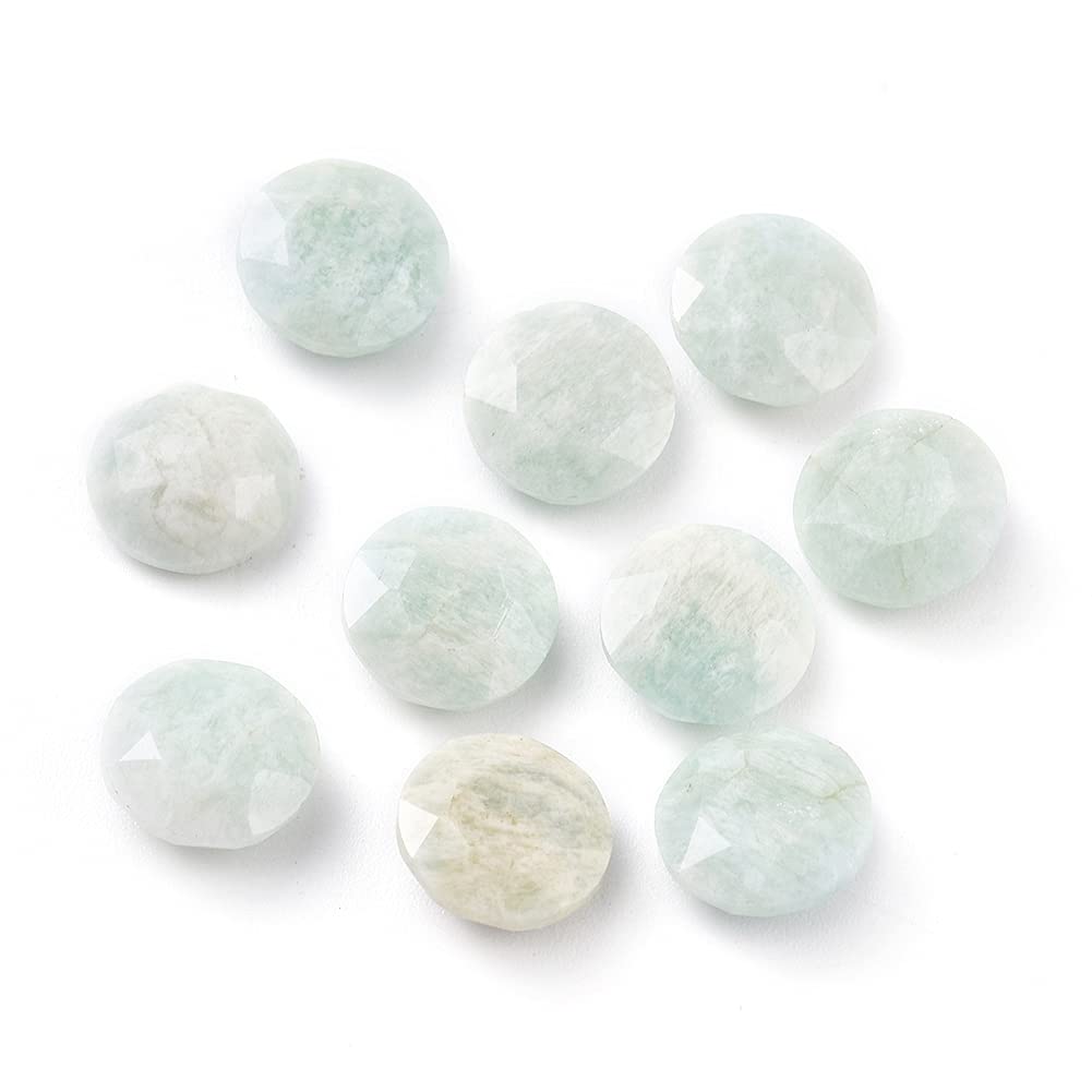 20PCS 10mm Natural Amazonite Cabochons - Faceted Half Round Dome Flatback Gemstone Beads for Jewelry Making, DIY Bezel Tray, Healing Chakra Bracelets & Crystal Quartz Crafts (Perfect for Necklaces, Earrings & Spiritual Accessories)