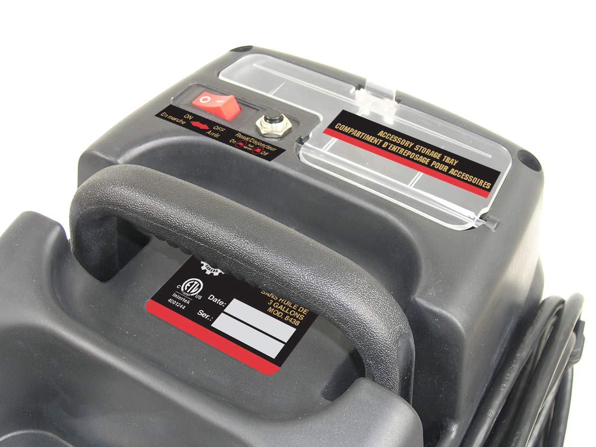 King Canada 8438 3 Gallon Oil-Free Air Compressor Kit - Portable & Quiet for Home DIY, Nail Guns, Inflating Tires & Sports Equipment