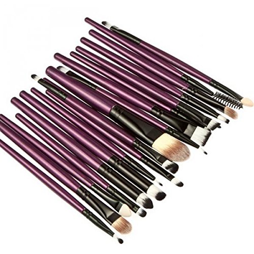 Professional 20-Piece Gold & Purple Makeup Brush Set with Holder - Foundation, Eye & Lip Brushes for Women - Perfect for Travel & Salon Use