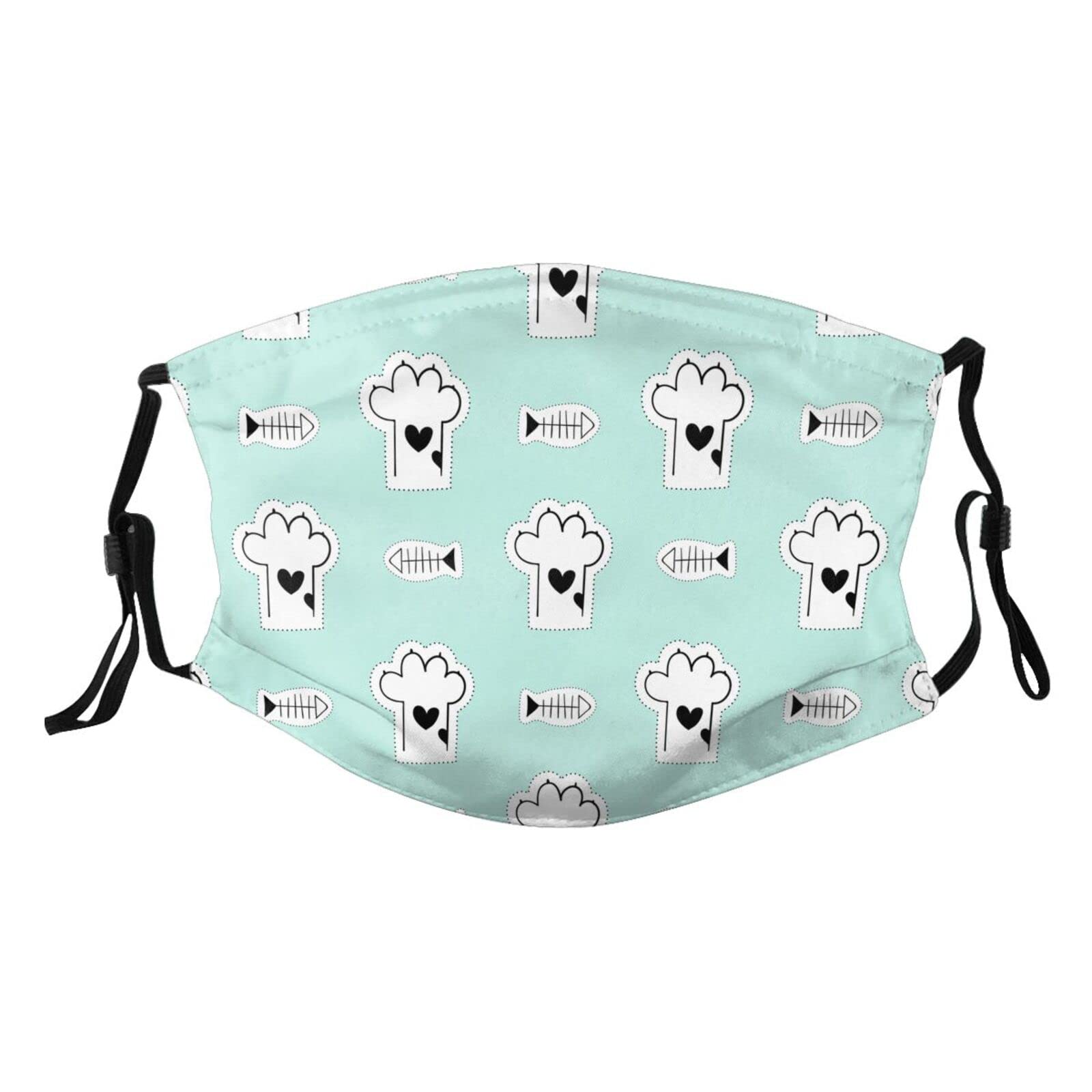 Washable Cat Paw Face Mask Bandana with Filters - for Men & Women Outdoor Activities