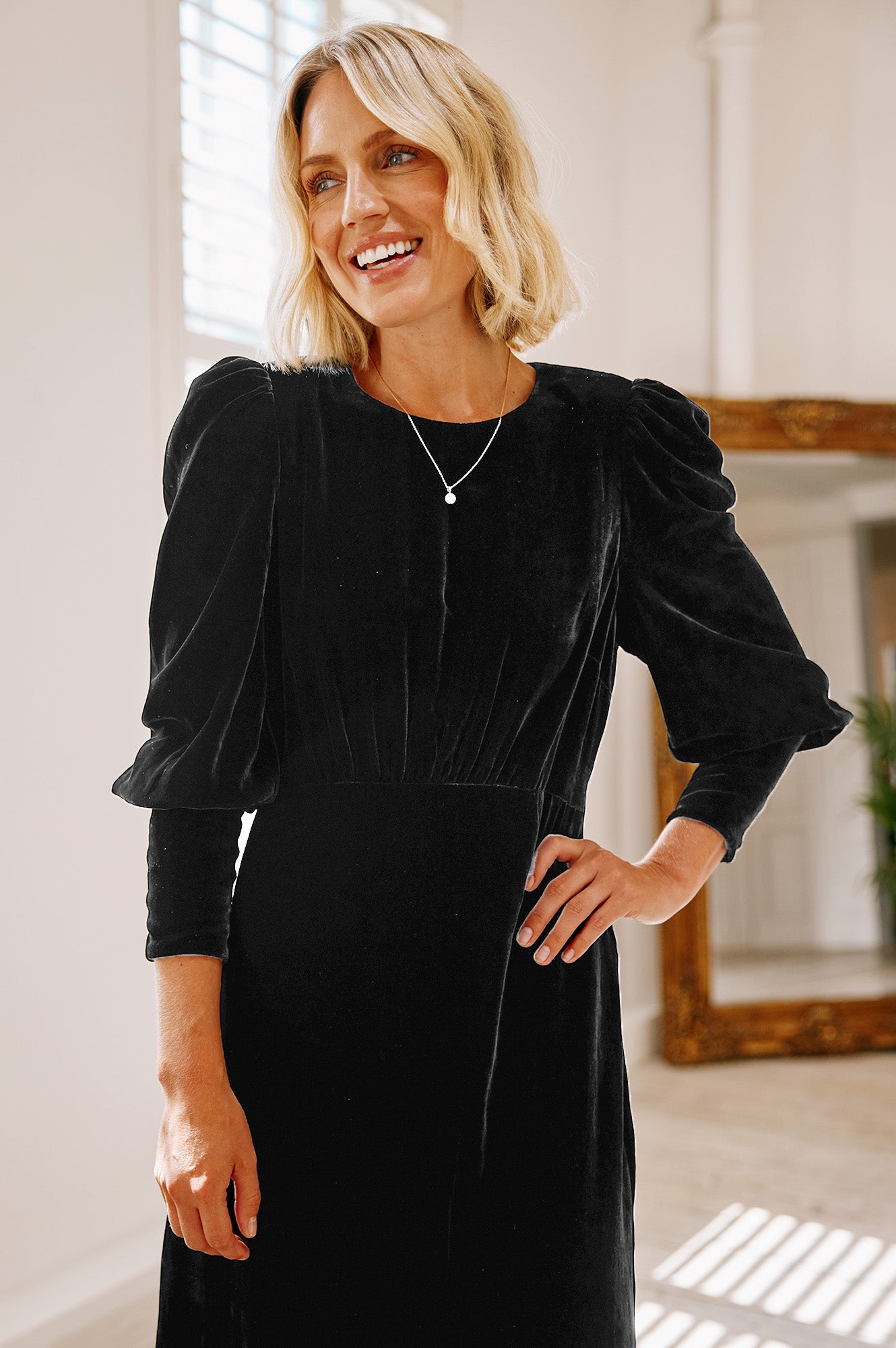 Esmee Elegant Velvet Dress for Women - Black | Formal Evening Gown for Parties, Weddings & Special Occasions