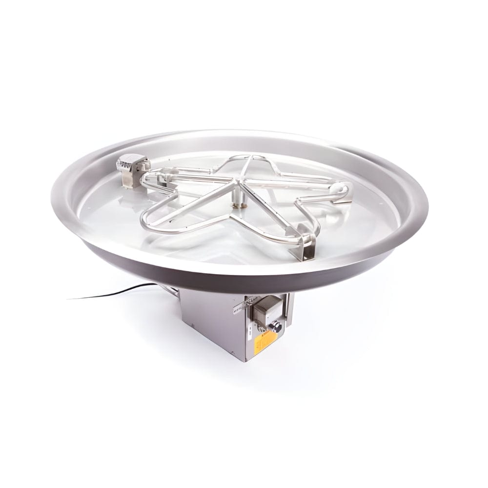 Round Bowl Gas Fire Pit Insert with Hi/Low Electronic Ignition & Standard Burner - Perfect for Outdoor Patio, Backyard, and Camping Gatherings