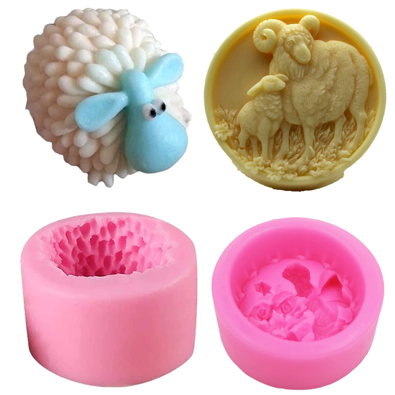 2 Pack Silicone Sheep Molds for Soap, Cake, Cookies & Chocolate - DIY Handmade Craft Molds - Perfect for Soap Making, Baking & DIY Gifts - Ideal for Home, Party & Holiday Decorations
