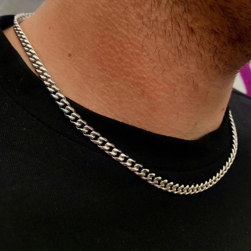 Figaro Cuban Link Chain Necklace for Men - 14K Gold Plated Stainless Steel Jewelry for Everyday Wear & Gifting