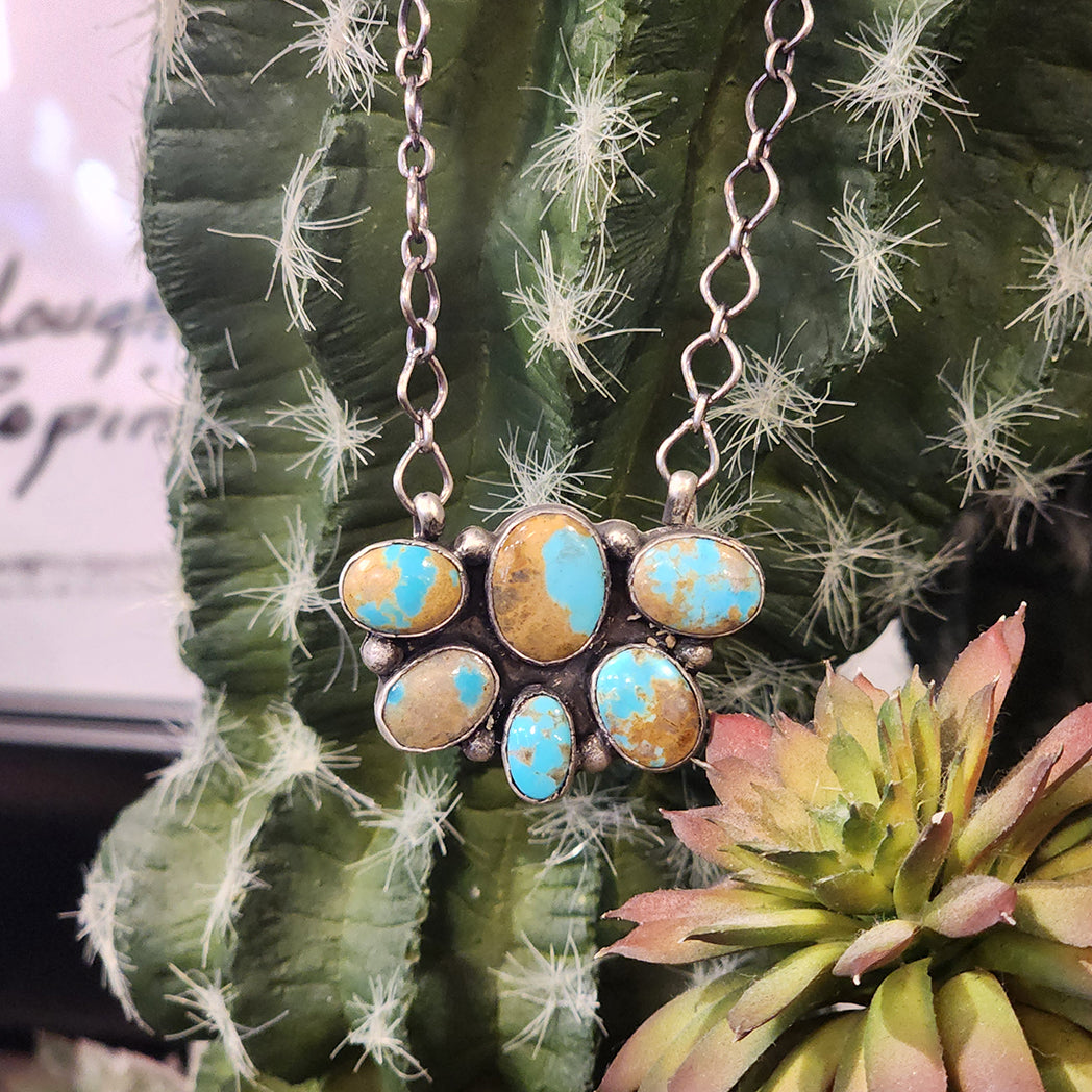 Victoria Kingman Turquoise Cluster Necklace - Handmade Southwest Jewelry for Women | Boho Chic Statement Piece for Festivals, Weddings & Everyday Wear