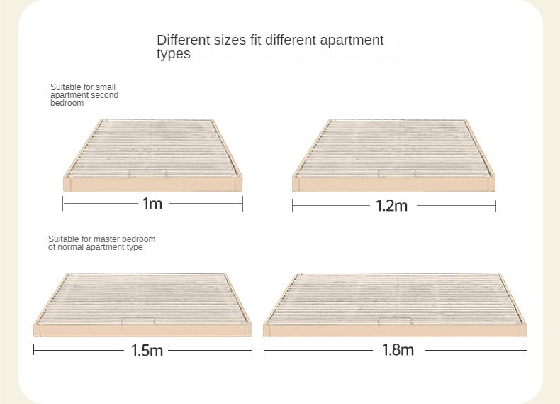 Birch Solid Wood Platform Bed - No Headboard Low Profile Floor Bed in Cream - Perfect for Minimalist Bedrooms, Small Spaces & Modern Home Decor