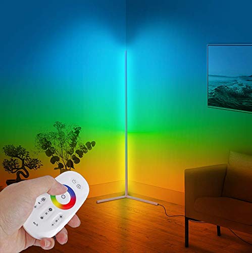 Apollo RGB LED Corner Floor Lamp - Modern Minimalist Dimmable Lighting with Remote Control for Living Room, Bedroom & Home Decor | Titanium White | Ambient Mood Lighting for Relaxation & Entertainment