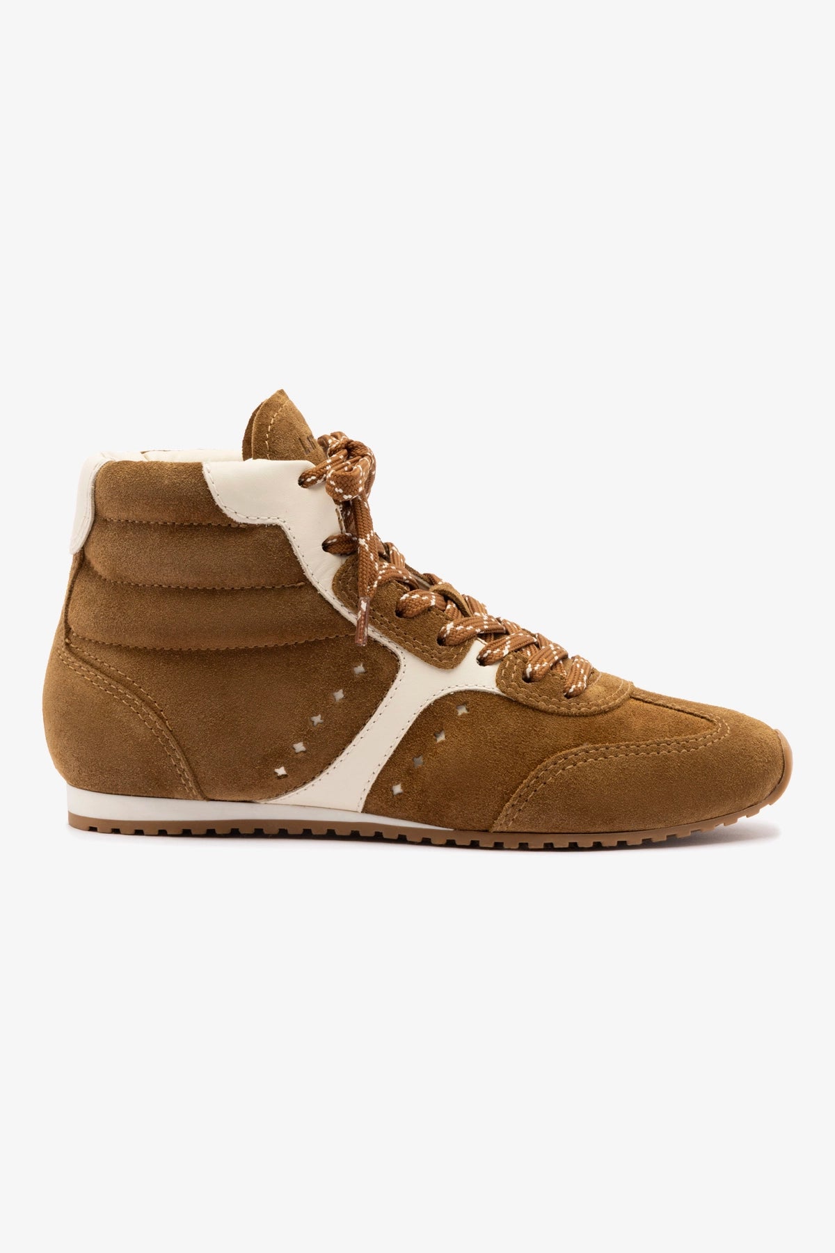 Stella Mid Top Sneakers for Women - Russet Suede & Ivory Leather Casual Shoes | Comfortable Walking, Street Style Fashion, Everyday Wear