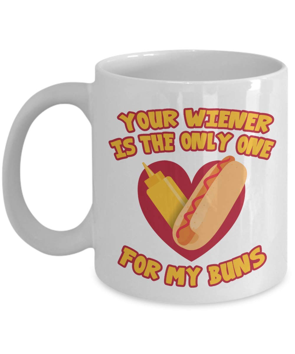 Funny Hot Dog Sandwich Mug - 11oz Coffee & Tea Cup with Adult Humor for Couples, Perfect Valentine's Day Gift for Food Lovers, Husband & Boyfriend - Great for Breakfast, Office Use & Romantic Gifts