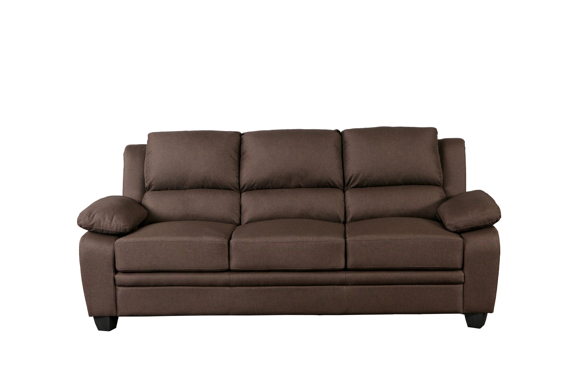 Luxury Brown Fabric Sofa Set with High Back & Arm Pillows - Modern Living Room Furniture for Home Decor & Relaxation