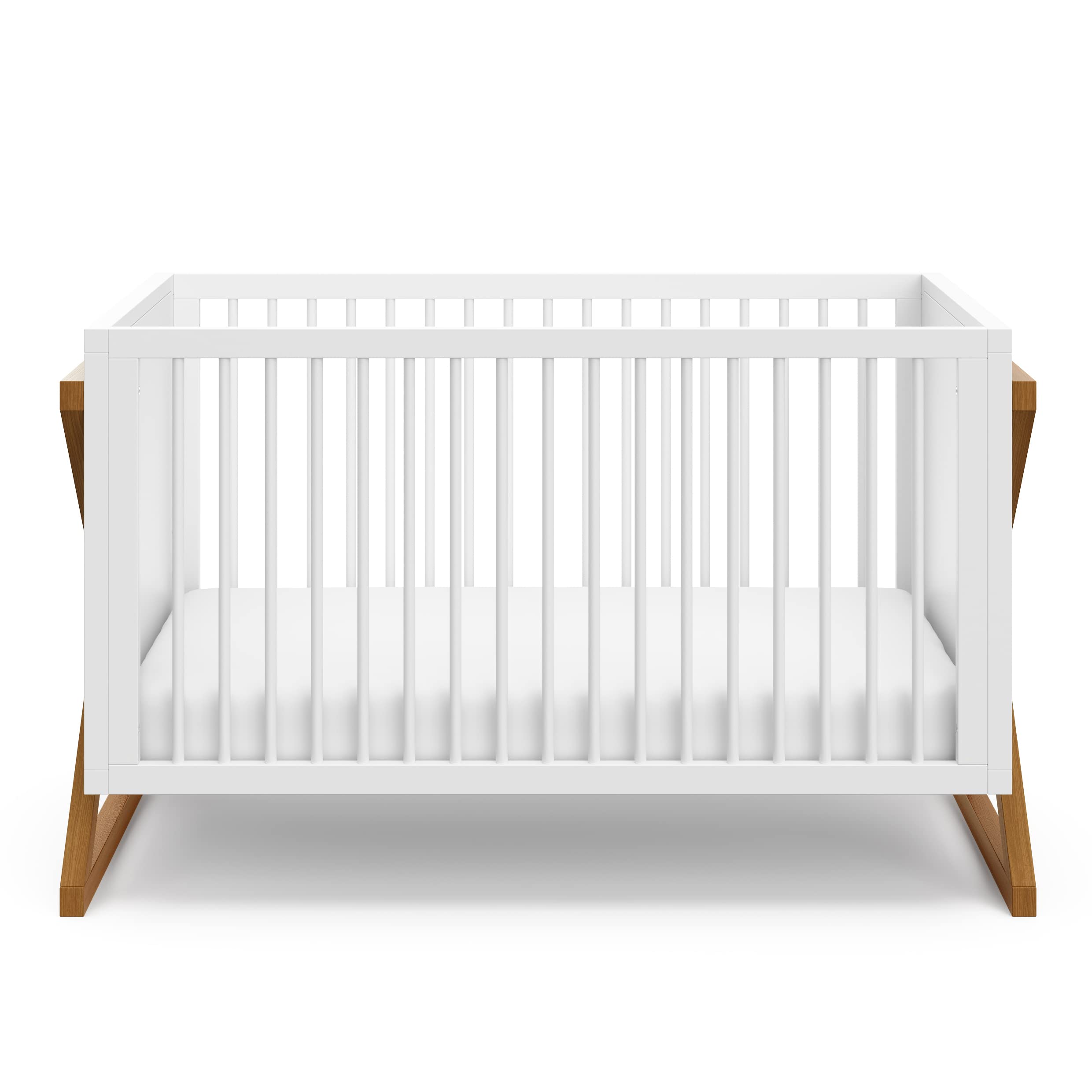 Storkcraft Equinox 3-in-1 Convertible Crib in Vintage Driftwood - Converts to Toddler Bed & Daybed with 3-Position Adjustable Mattress Base | Modern Two-Tone Nursery Furniture for Baby & Kids Bedroom | Safe & Stylish Infant Sleeping Solution