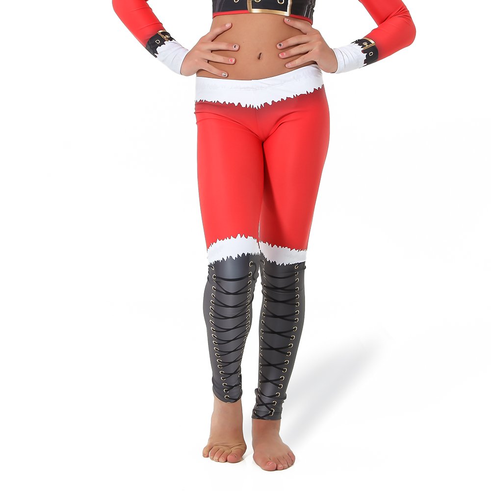 Women's Christmas Holiday Santa Printed Athletic Workout Leggings - Festive Yoga Pants for Holiday Workouts, Gym & Seasonal Activities