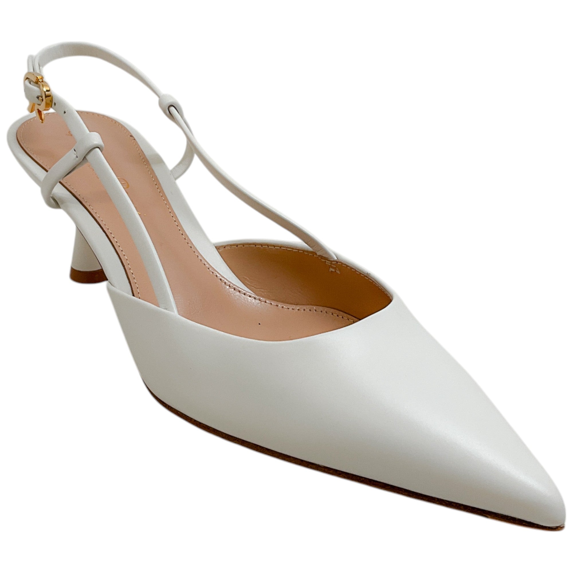Gianvito Rossi Women's White Leather Ascent 55 Slingback Pumps - Elegant High Heels for Office, Party & Wedding Events