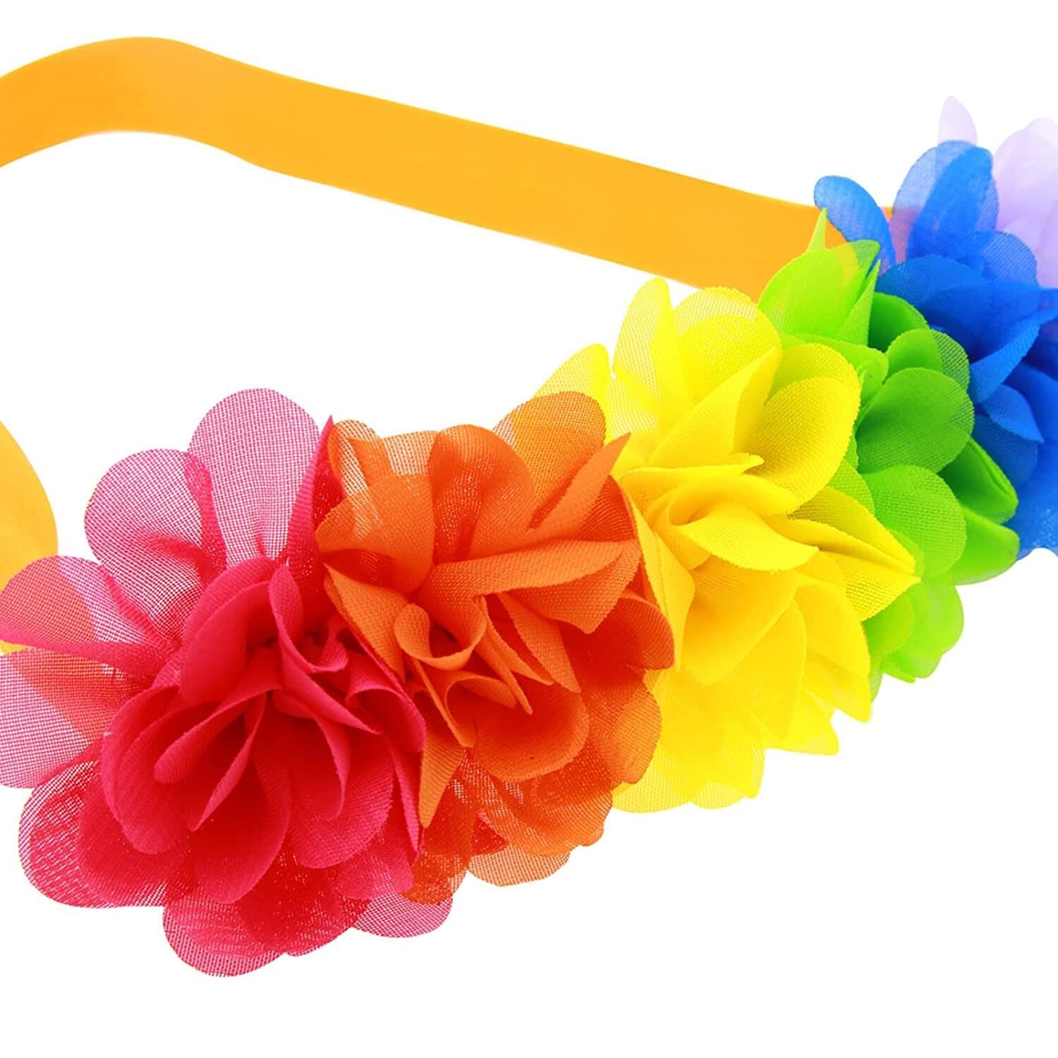 Rainbow Flower Headbands for Baby Girls - Soft Infant Hair Bands with Floral Design (Yellow, One Size) - Perfect for Newborn Photography, Birthday Parties & Daily Outfits